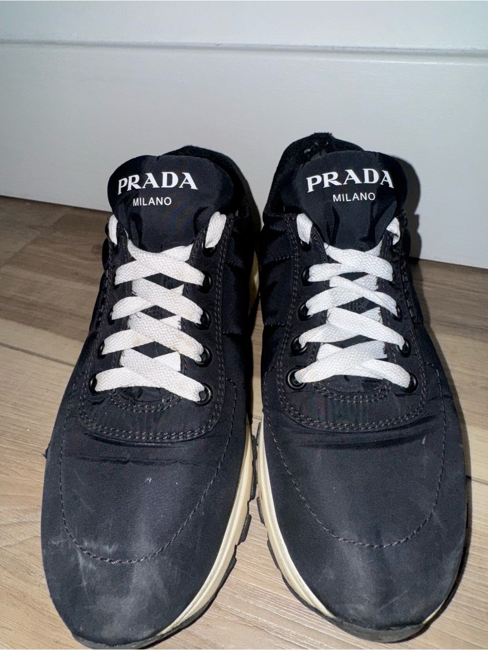 Prada Milano Men’s Black Suede Lace-Up Sneakers - Picture 3 of 12